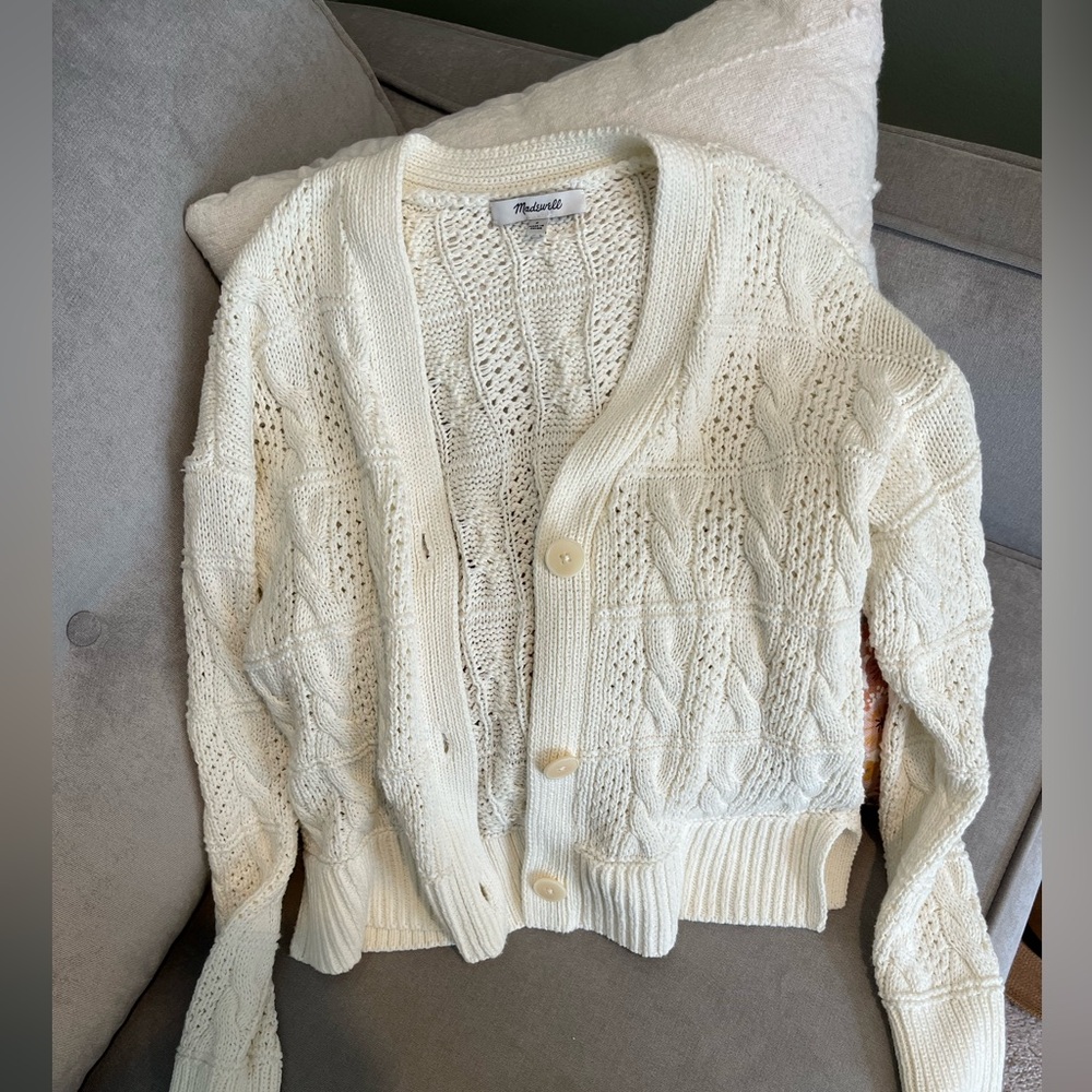Madewell Textured Cream Cardigan Sweater
